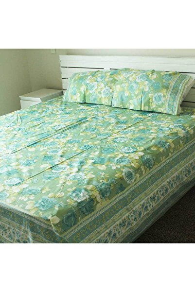 Weswadesi Bedsheet and 2 Pillow Covers – Vibrant Green printed