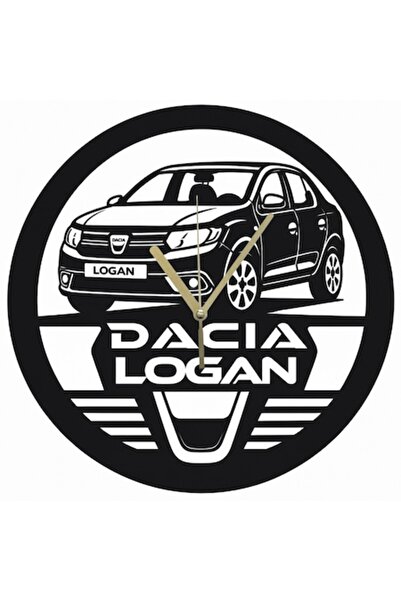 mec design Ceas decorativ din lemn tăiat cu laser Dacia Logan – Negru mat, Ca...