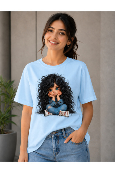 VODEXA Tricou oversize unisex FATA CU PĂR LUNG Imprimat 100% bumbac Tricou co...
