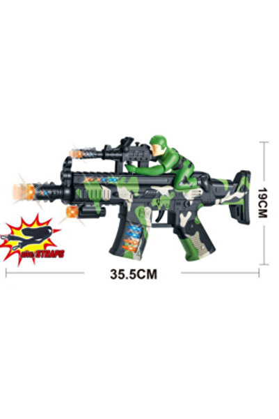 PlayFun Rifle with Lights and Sounds – Camouflage Model with Soldier 65111100...