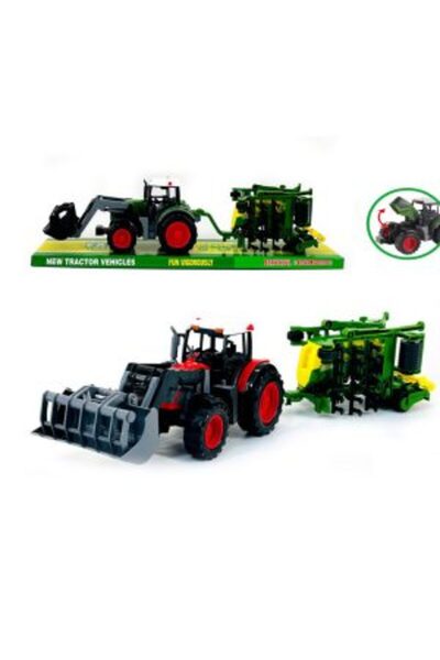 CasaDesteapta.ro Jucarie Tractor cu cupă și mașină agricolă 63x15cm