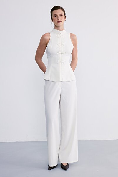 FACETTE Set bluză și pantaloni Monarc Ecru