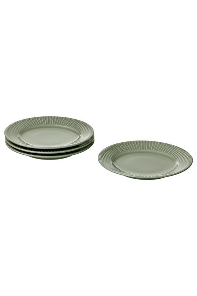 IKEA STRIMMIG Side plate, stoneware pale grey-green, 21 cm