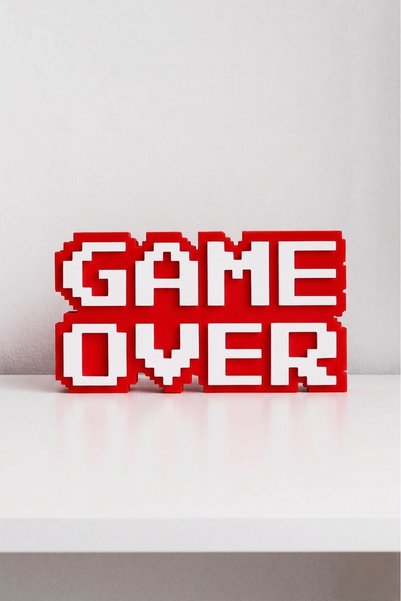 craftopya Game Over - 8-Bit - Gamer Odası Dekoru- 3 Boyutlu Tabela - 15cm x 8...