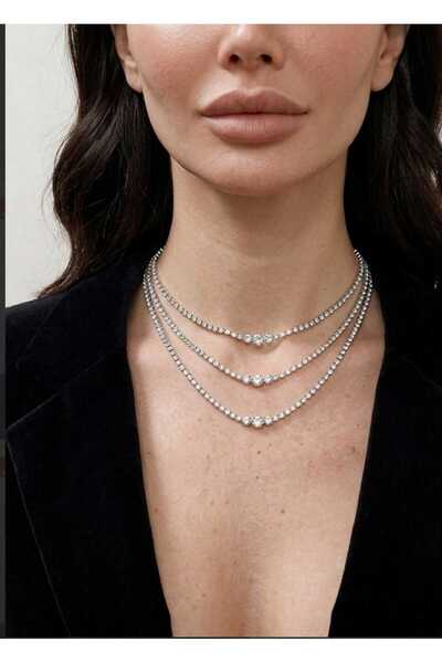 GlassySKY Stone-Encrusted Multi-Row Model Choker Choker Wedding Engagement He...