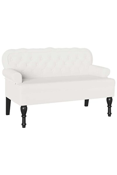 vidaxl Bancă Chesterfield Alb 119,5 x 64,5 x 75 cm Piele artificială