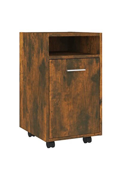 vidaxl Dulap lateral cu roți stejar afumat 33x38x60 cm lemn prelucrat