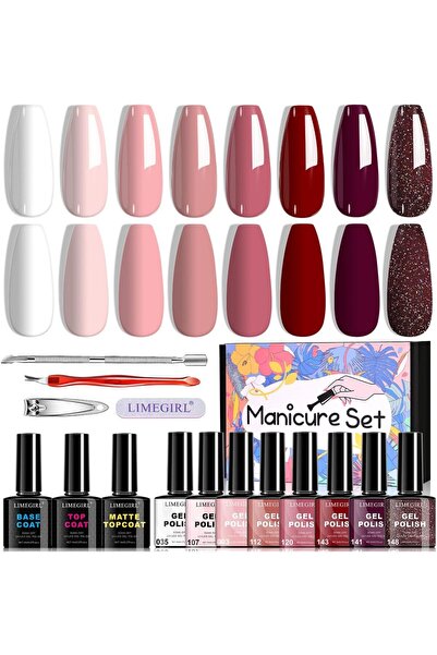 Arabest Gel Nail Polish Set 8 Colors Pink – UV LED Soak Off Nail Art Kit with...
