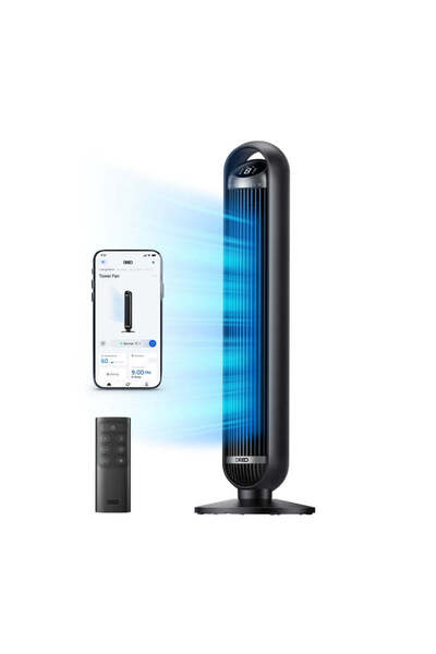 DREO Ventilator turn inteligent DR-HTF013S, Telecomandă, 8 viteze, 4 moduri d...