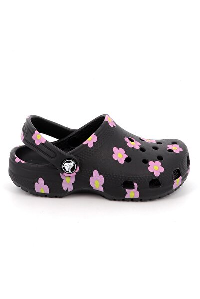 Crocs Παιδικό Σαμπό για Κορίτσι Classic Flower Clog K Ανατομικό Χρώματος Μαύρ...