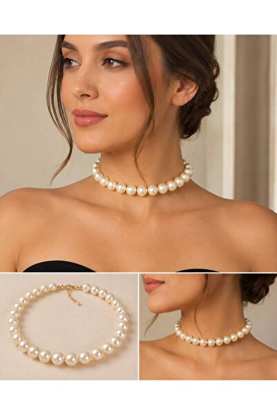 Arescollection BÜYÜK İNCİ LÜX CHOKER KOLYE ( 16 MM )