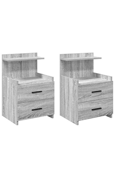 vidaxl Noptiere 2 buc. cu 2 sertare gri Sonoma 40x36,5x62 cm