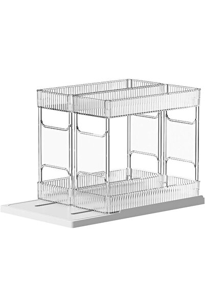 Arabest 2-Tier Rotating Pull-Out Seasoning Rack Organizer,Slide Out Cabinet S...