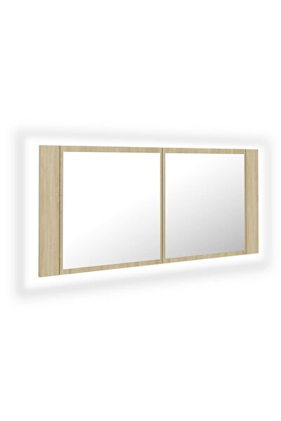 vidaxl Bathroom cabinet with mirror and LED, Sonoma oak, 100x12x45 acrylic