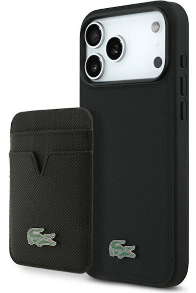 Lacoste Εμβληματική Θήκη-Πορτοφόλι Petit Pique MagSafe με Θήκη Καρτών Μαύρο γ...