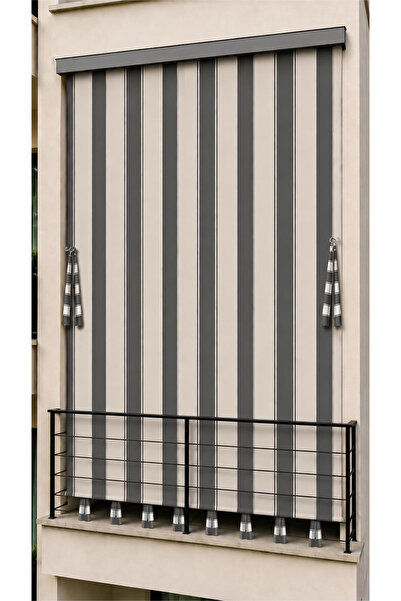 SHY TEKSTİL Suya Dayanıklı Kornişli Balkon Perdesi Modern Dış Mekan Fon Perde...