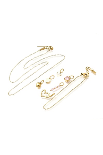 OEM Necklace and bracelet Top Bottom Set with heart pendant and zircons, 14K ...
