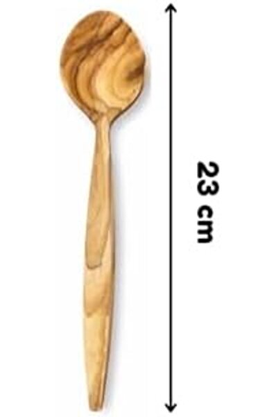 Yıldızan Nzr Beautestore Natural Olive Wood, Handmade Serving Spoon, 23 Cm, W...