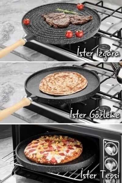 Yıldızan Tamgün 34 cm Granite Cast Double-Sided Pancake and Grill Pan Baslama...
