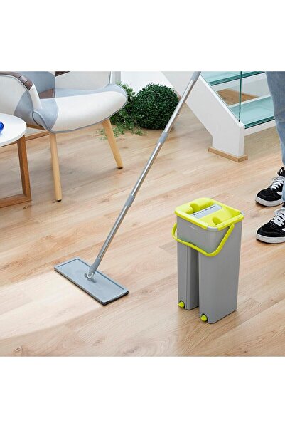 InnovaGoods Mop cu funcție dublă și găleată, Mop plat din microfibră cu gălea...