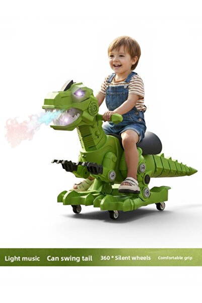 OEM Dinozaur Ride-On pentru Copii 2-5 ani, Lumini și Muzică, Spray cu Ceață, ...
