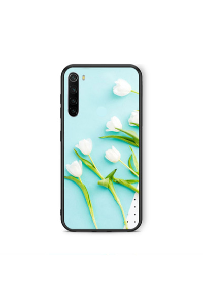 Other Xiaomi Redmi Note 8 White Tulips Black Glossy Θήκη