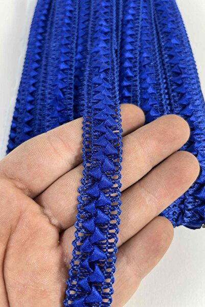 Hobigram Saks Mavi Braivora Zigzag Örgü Şerit 2 Cm – Premium Dokuma Dekoratif...