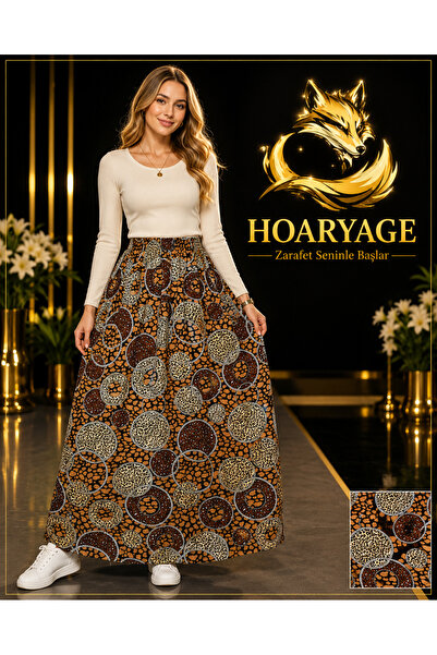 hoaryage Elastic Waist, Vivid Colorful Patterned Viscose Press Fabric Maxi Le...