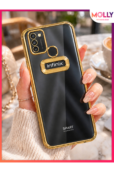 Molly İNFİNİX SMART 5 İçin Kenarları Metalik Gold Lens Koruyuculu Lou Lazer Ş...