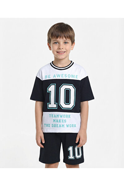 Primo Gino 100% Cotton Color Block Number Graphic Half Sleeves T-Shirt & Shor...
