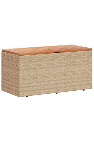 vidaxl Beige garden storage box 110x50x54 cm acacia wood polyrattan