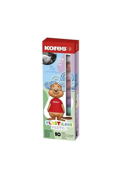 kores Пластилин 10 пастелни цвята 200гр