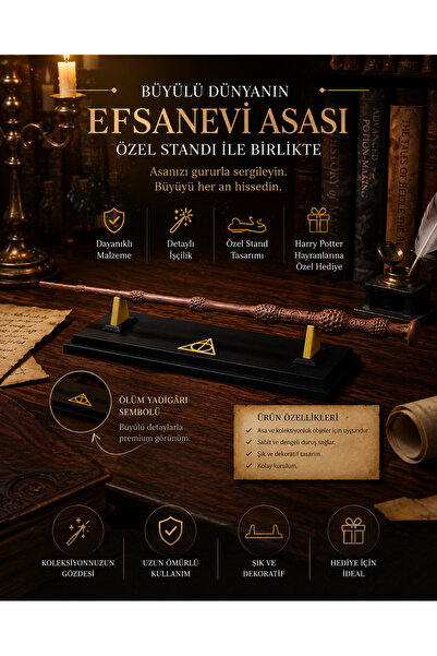 Major Hobi Harry Potter Dumbledore Mürver Asa Standlı Dekoratif Asa 34 cm