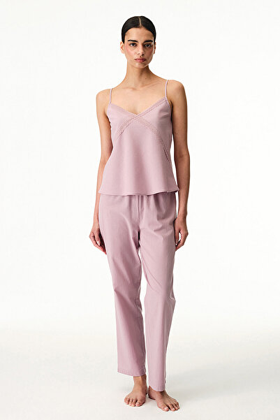 Penti Women's Cotton Lounge Petal Sleeveless Pajama Set - Rose