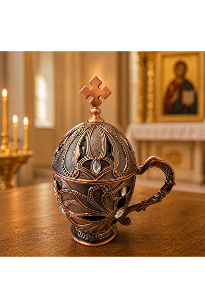 OEM Cădelniță Ortodoxă cu Mâner, Culoare Cupru Imperială - Cădelniță pentru T...