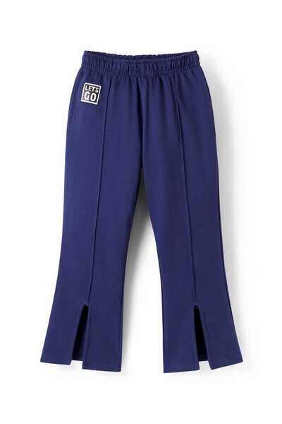 Pine kids Knit Full Length Lounge Pant With Let's Go Print - Navy Blue