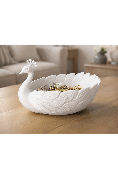 Belupa Decorative Jewelry Bowl with Peacock Figure, Jewelry Organizer, Home O...
