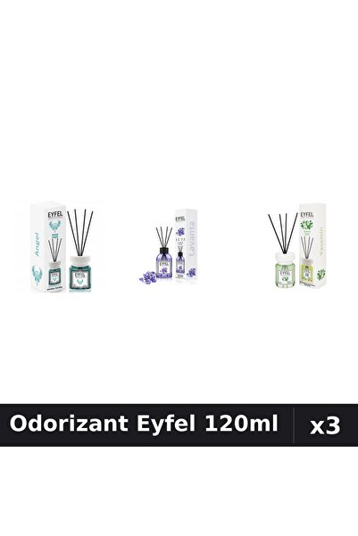 Eyfel Set 3 Odorizante Camera cu Betisoare 120ml - Angel, Lavanda, Iasomie
