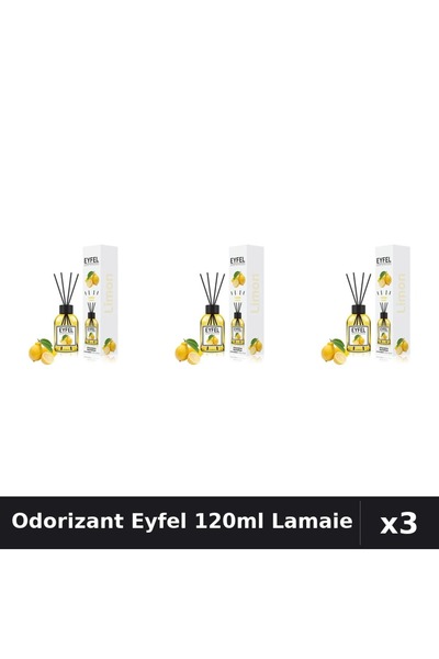 Eyfel Set 3 Odorizant Camera cu Betisoare - Aroma Lamaie Proaspata, 120ml
