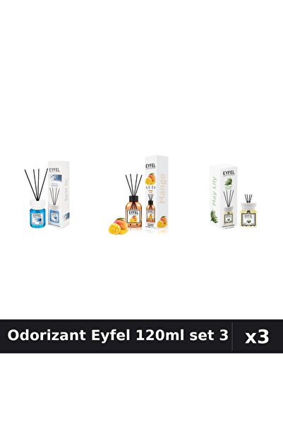 Eyfel Set 3 Odorizante Camera cu Betisoare - Cool Water, Mango, Lacramioare 1...