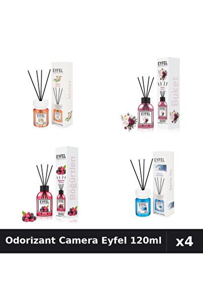 Eyfel Set 4 Odorizant Camera cu Betisoare 120ml - Acacia, Bouquet, Fructe, Co...