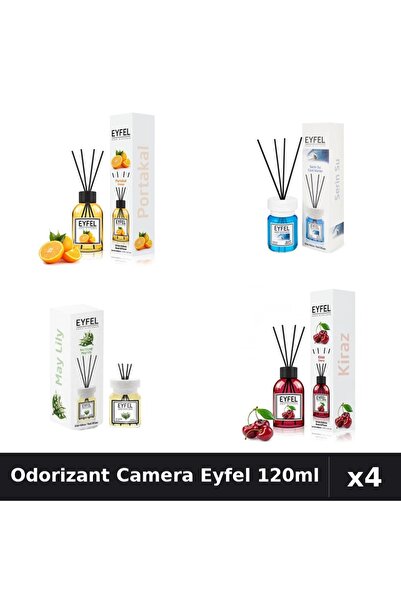 Eyfel Set 4 Odorizant Camera cu Betisoare - Portocala, Cool Water, Lacramioar...