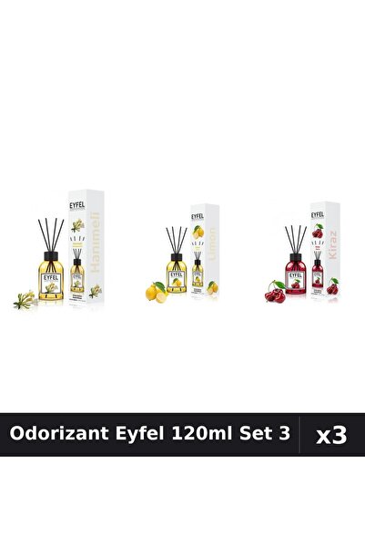 Eyfel Set 3 Odorizante Camera cu Betisoare 120ml - Cireșe, Lămâie, Mâna Maici...