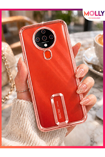 Molly TECNO SPARK 6 İçin Kenarları Metalik Rose Lens Koruyuculu Lou Lazer Şef...