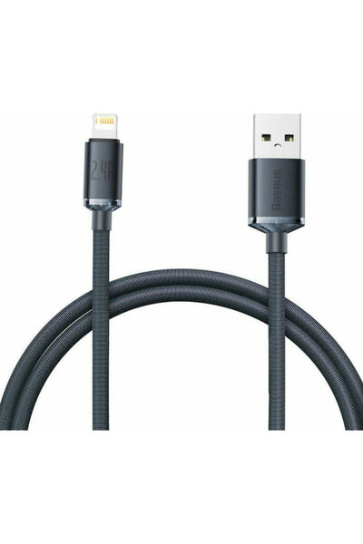 Baseus Κρυστάλλινη Λάμψη Πλεγμένο Καλώδιο USB-A σε Lightning Μαύρο 1.2μ (CAJY...