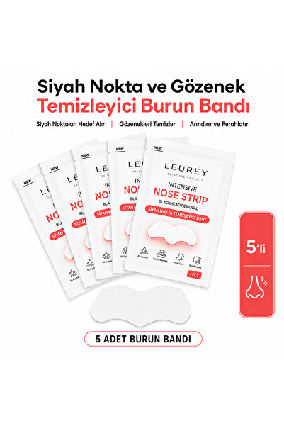 LEUREY Nose strip, Siyah Nokta ve Gözenek Temizleyici Burun Bandı 5'li