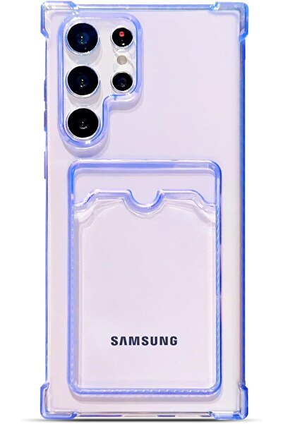 Samsung Galaxy S22 Ultra Uyumlu Kamera Korumalı Kartlıklı Köşeleri Airbag Tasarımlı Darbe Önleyici Pembe