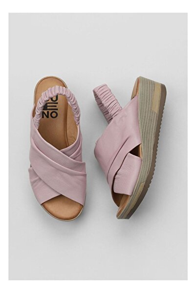 BUENO Shoes Pembe Deri Kadın Dolgu Topuklu Sandalet 01wu5700