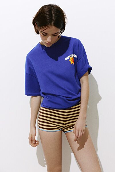 Pull & Bear Oversize çiçek grafik baskılı tişört