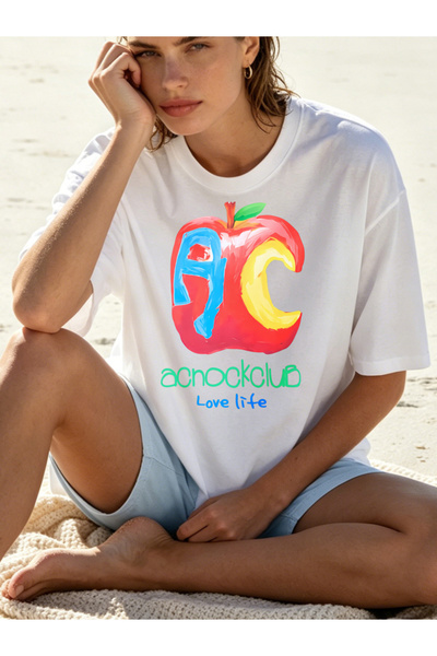 Fleck Womens T Shirts Apple Logo Acnocklub Love Life Casual Summer Style Grap...